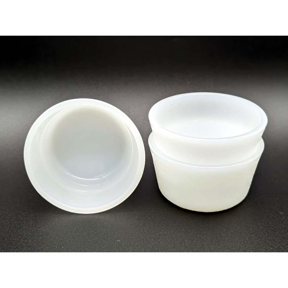 Vintage 1950's GlasBake Milk Glass Ramekin Cups or Custard Dishes Set of 3